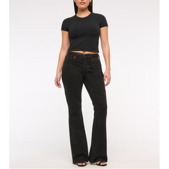 Abercrombie & Fitch Women's Black Curve Love Mid Rise Bootcut Jeans Size 31 - Picture 12 of 12